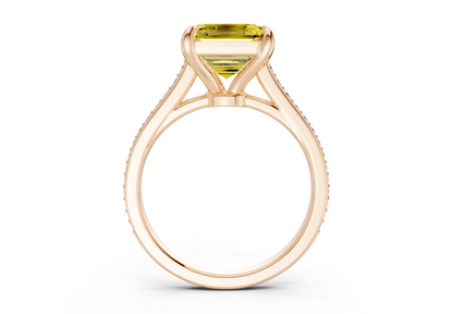 Adeline Yellow Diamond Pave Asscher Cut 2mm Engagement Ring