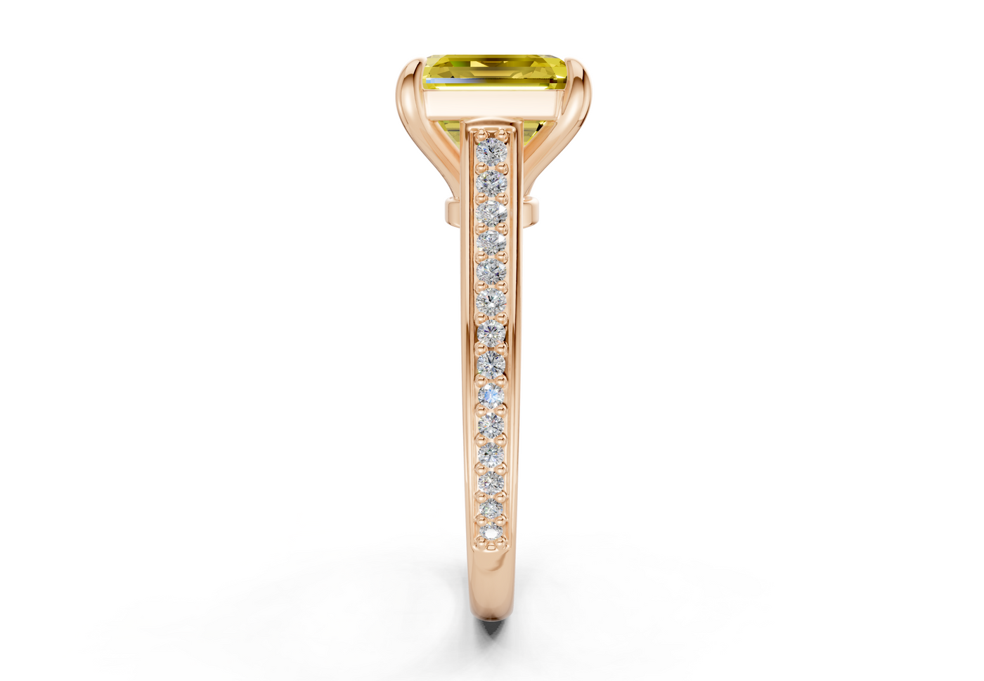 Adeline Yellow Diamond Pave Asscher Cut 2mm Engagement Ring
