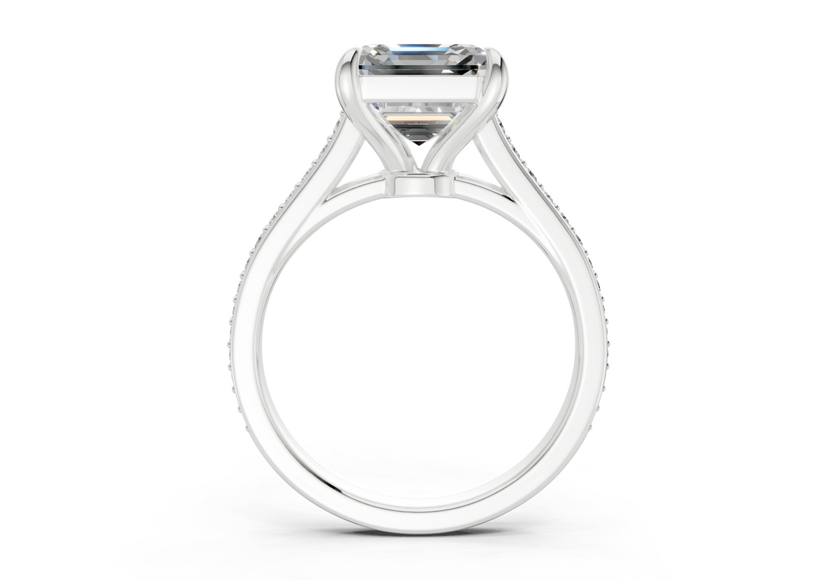Adeline Diamond Pave Asscher Cut 2mm Engagement Ring