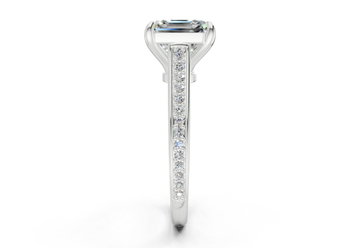 Adeline Diamond Pave Asscher Cut 2mm Engagement Ring