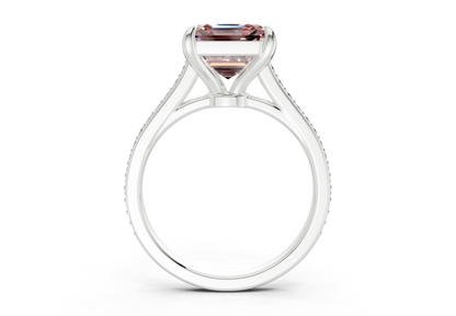 Adeline Pink Diamond Pave Asscher Cut 2mm Engagement Ring