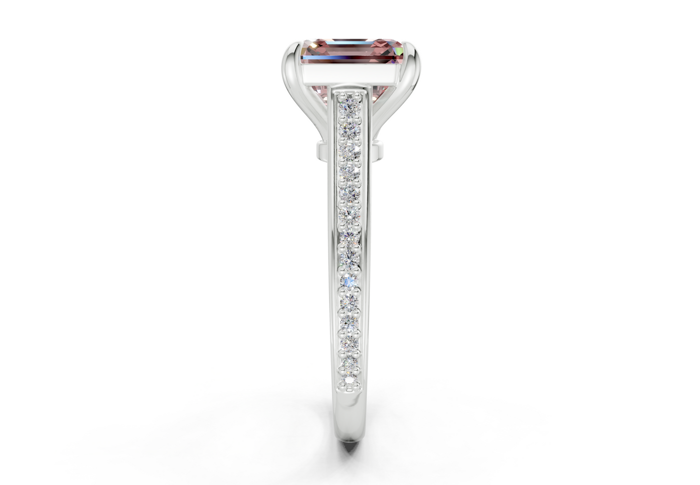 Adeline Pink Diamond Pave Asscher Cut 2mm Engagement Ring