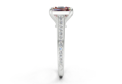 Adeline Pink Diamond Pave Asscher Cut 2mm Engagement Ring