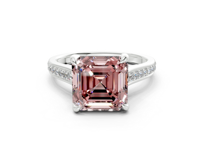 Adeline Pink Diamond Pave Asscher Cut 2mm Engagement Ring