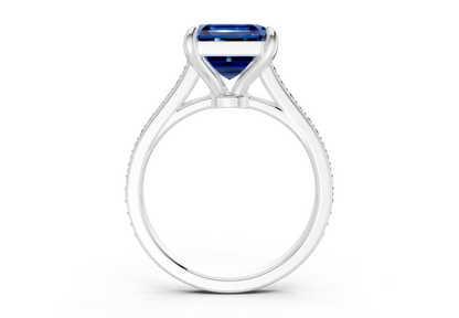 Adeline Sapphire Gemstone Pave Asscher Cut 2mm Engagement Ring