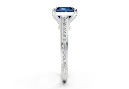 Adeline Sapphire Gemstone Pave Asscher Cut 2mm Engagement Ring