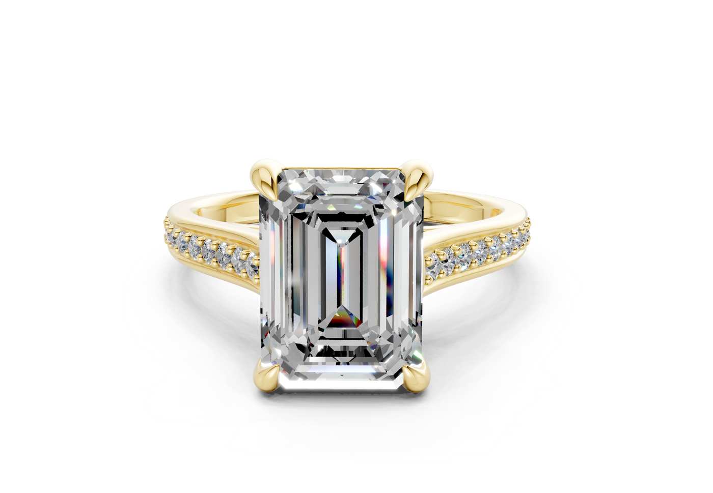 Adeline Diamond Pave Emerald Cut 2mm Engagement Ring