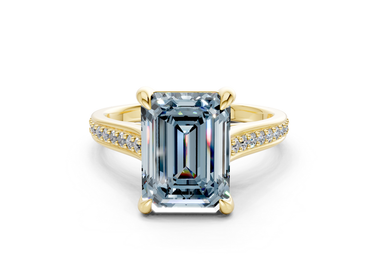 Adeline Blue Diamond Pave Emerald Cut 2mm Engagement Ring