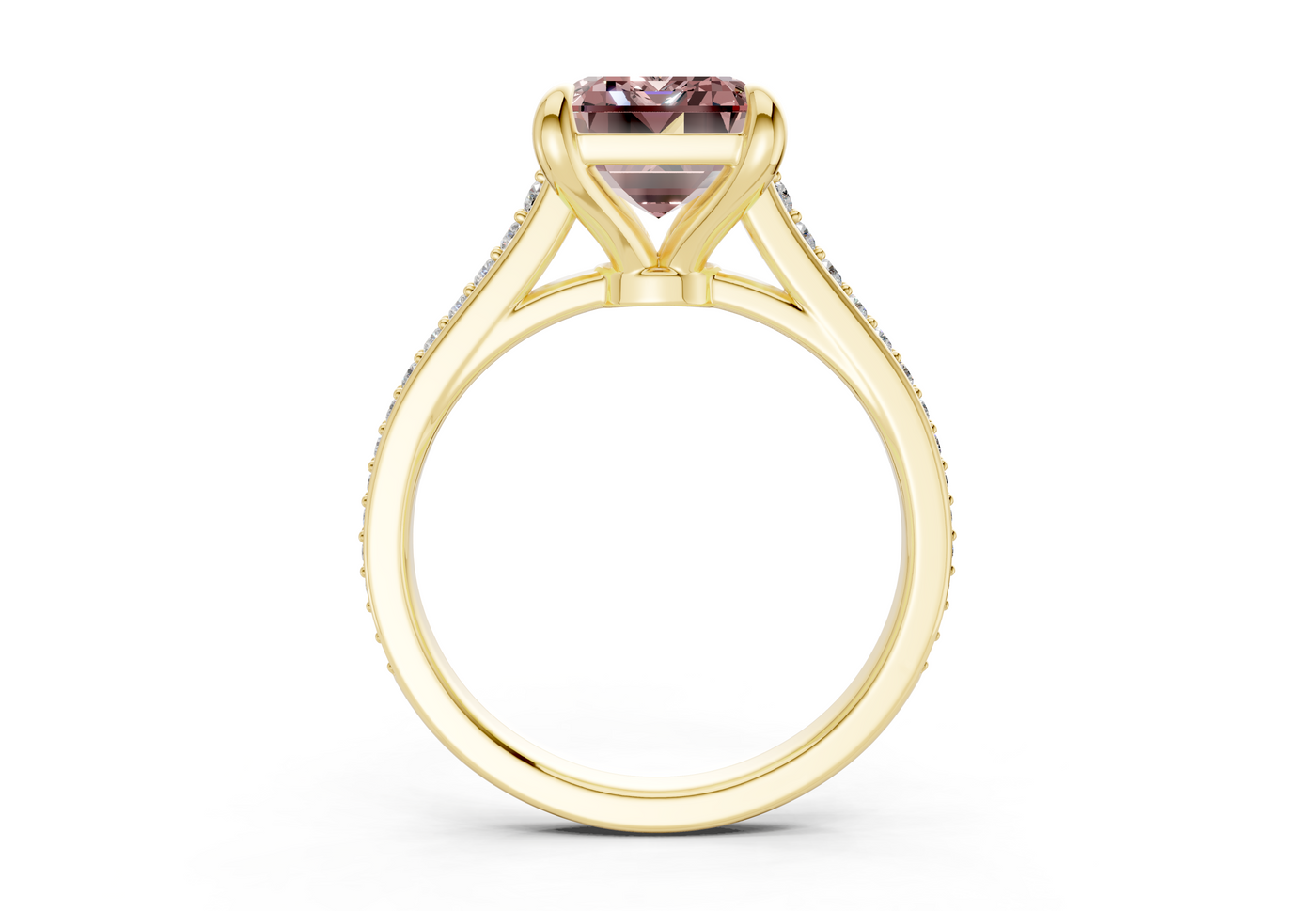 Adeline Pink Diamond Pave Emerald Cut 2mm Engagement Ring