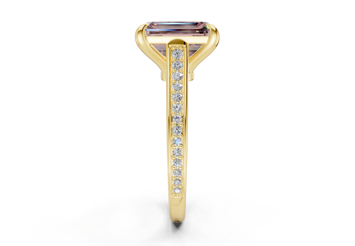 Adeline Pink Diamond Pave Emerald Cut 2mm Engagement Ring
