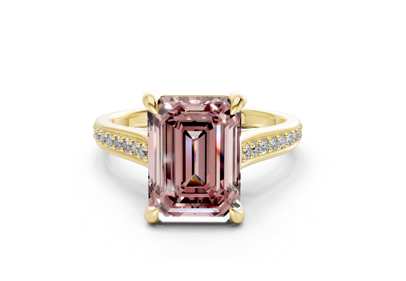 Adeline Pink Diamond Pave Emerald Cut 2mm Engagement Ring