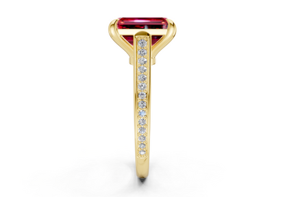 Adeline Ruby Gemstone Pave Emerald Cut 2mm Engagement Ring