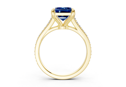 Adeline Sapphire Gemstone Pave Emerald Cut 2mm Engagement Ring