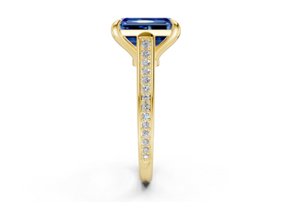 Adeline Sapphire Gemstone Pave Emerald Cut 2mm Engagement Ring