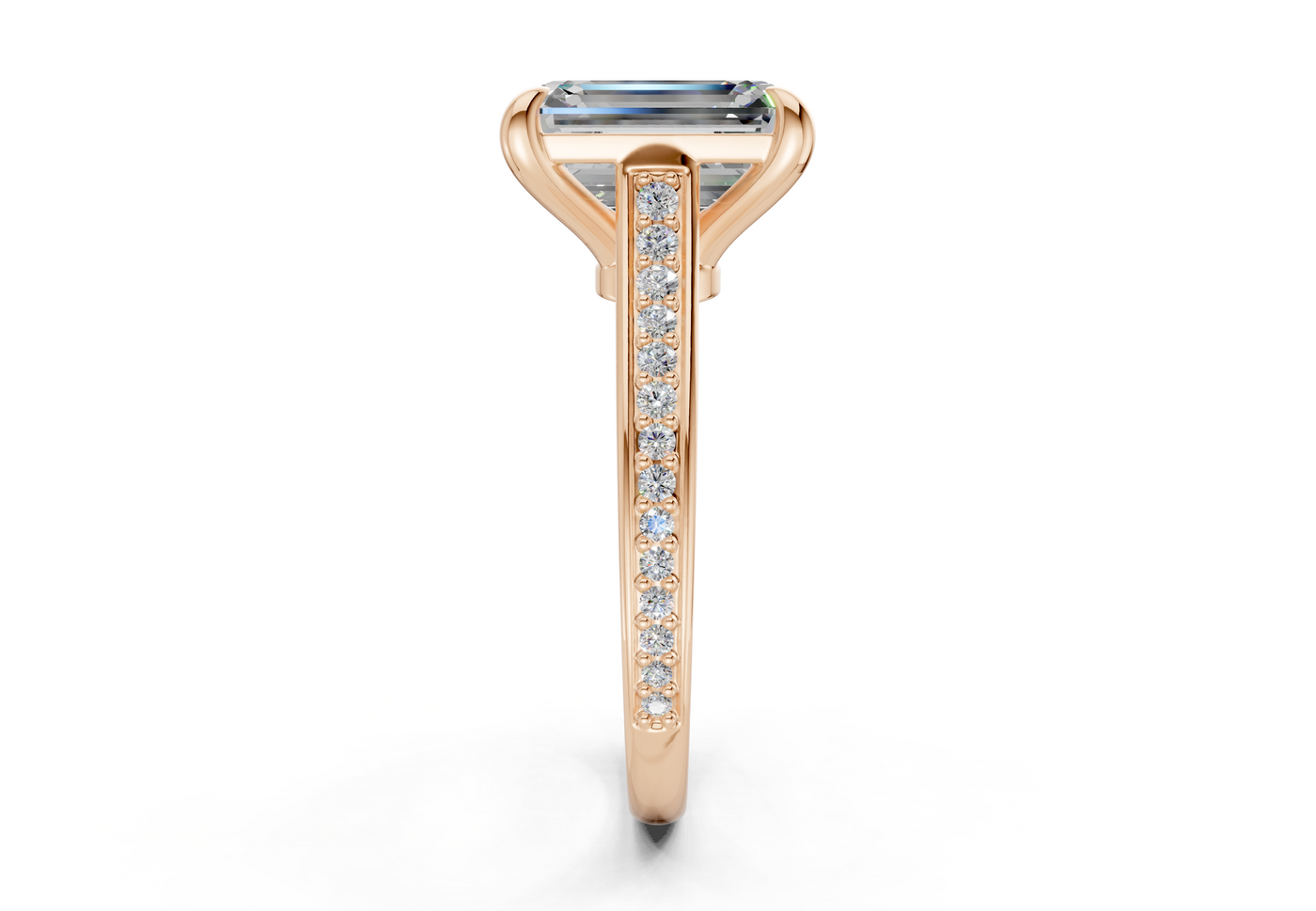 Adeline Diamond Pave Emerald Cut 2mm Engagement Ring