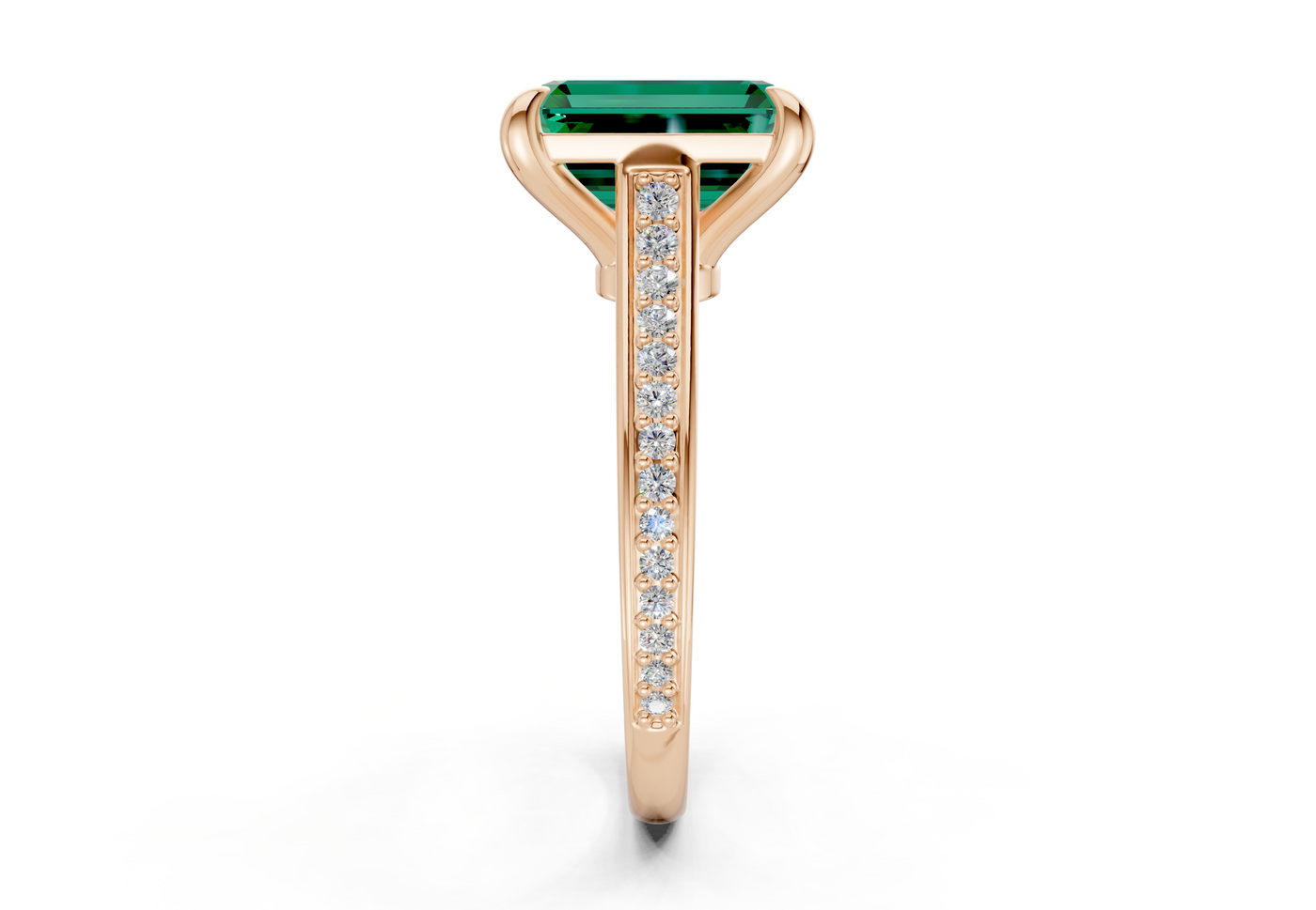 Adeline Emerald Gemstone Pave Emerald Cut 2mm Engagement Ring