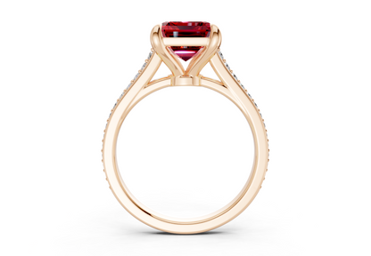 Adeline Ruby Gemstone Pave Emerald Cut 2mm Engagement Ring