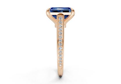 Adeline Sapphire Gemstone Pave Emerald Cut 2mm Engagement Ring