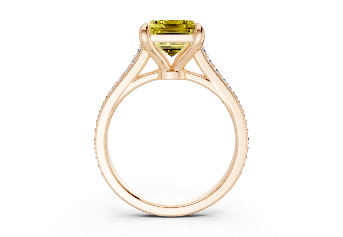 Adeline Yellow Diamond Pave Emerald Cut 2mm Engagement Ring