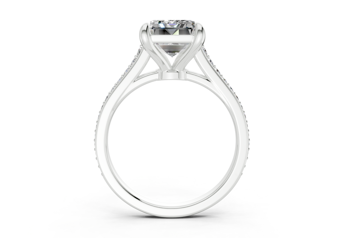 Adeline Diamond Pave Emerald Cut 2mm Engagement Ring