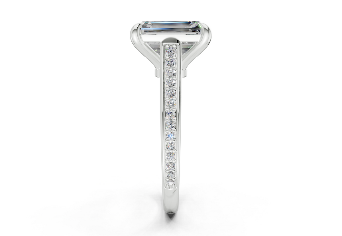 Adeline Diamond Pave Emerald Cut 2mm Engagement Ring
