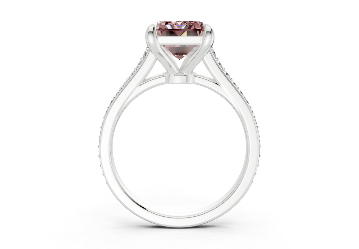 Adeline Pink Diamond Pave Emerald Cut 2mm Engagement Ring