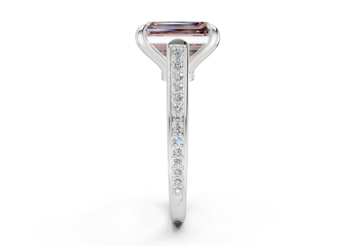Adeline Pink Diamond Pave Emerald Cut 2mm Engagement Ring