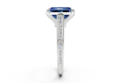 Adeline Sapphire Gemstone Pave Emerald Cut 2mm Engagement Ring