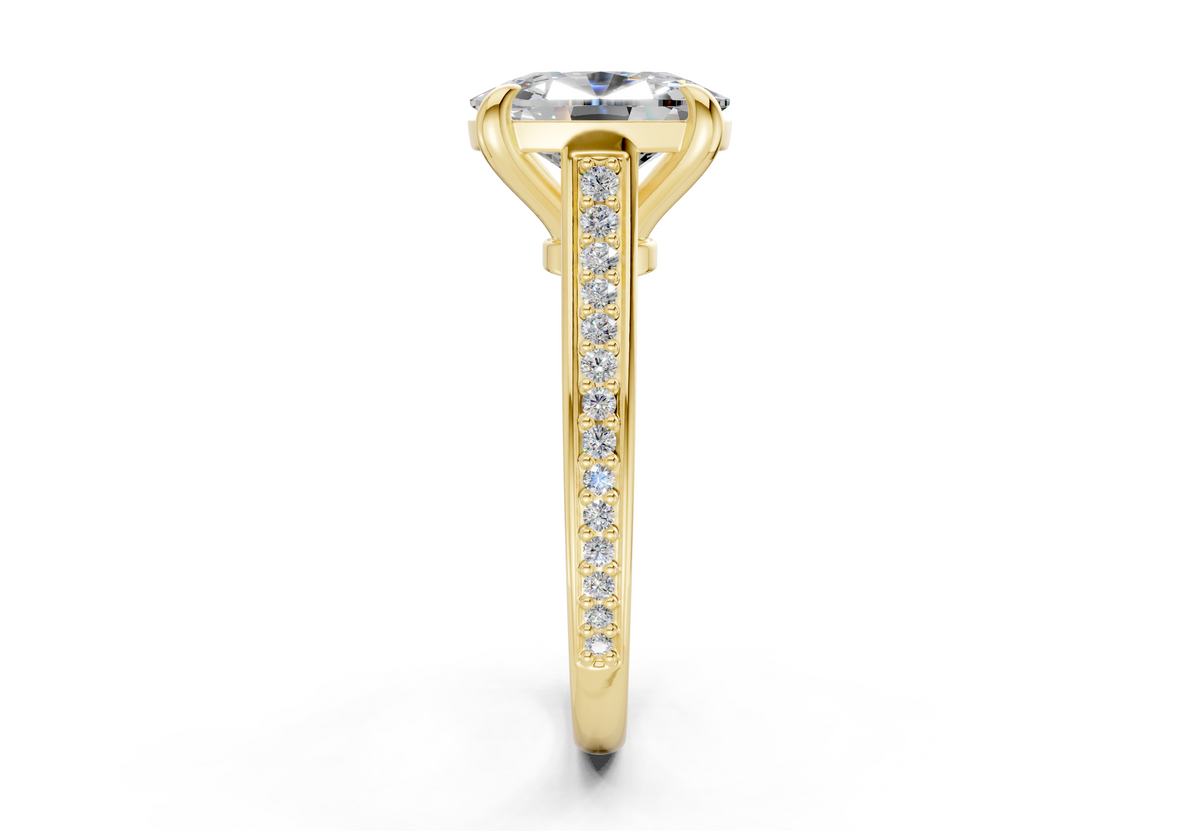 Adeline Diamond Pave Elongated Cushion Cut 2mm Engagement Ring