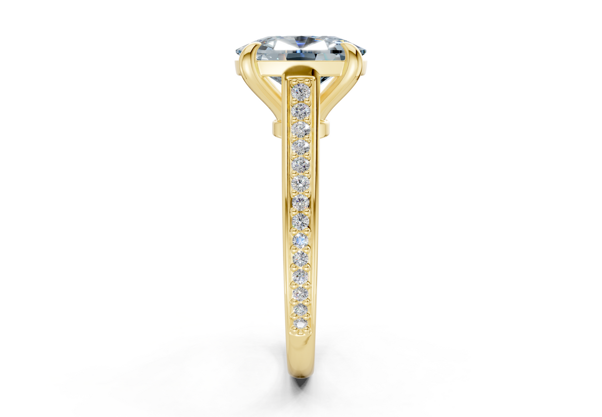 Adeline Blue Diamond Pave Elongated Cushion Cut 2mm Engagement Ring