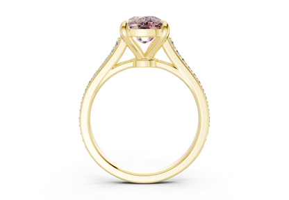 Adeline Pink Diamond Pave Elongated Cushion Cut 2mm Engagement Ring