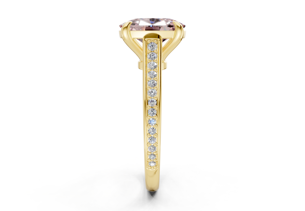 Adeline Pink Diamond Pave Elongated Cushion Cut 2mm Engagement Ring