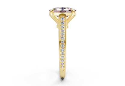 Adeline Pink Diamond Pave Elongated Cushion Cut 2mm Engagement Ring