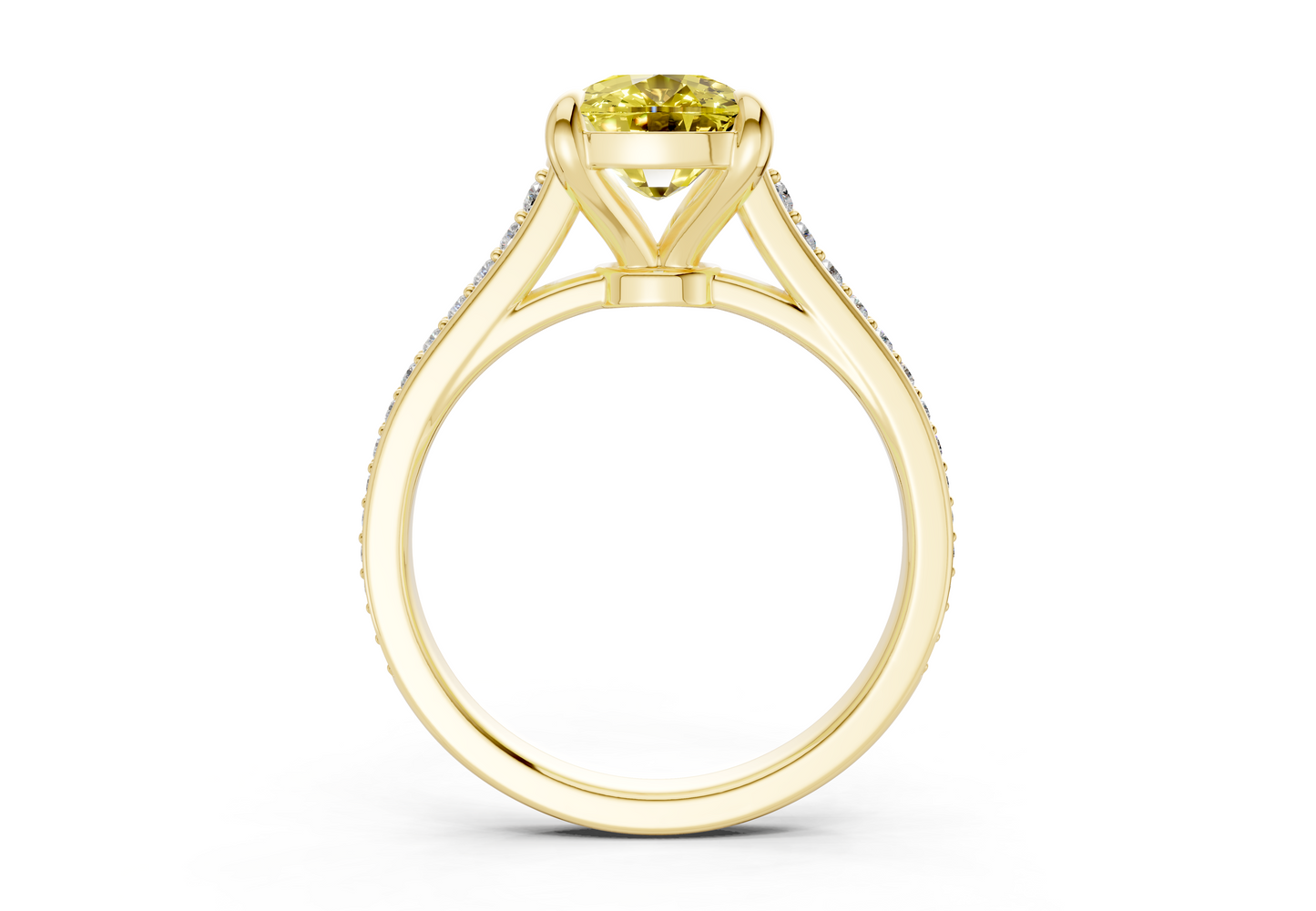 Adeline Yellow Diamond Pave Elongated Cushion Cut 2mm Engagement Ring