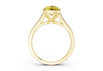 Adeline Yellow Diamond Pave Elongated Cushion Cut 2mm Engagement Ring