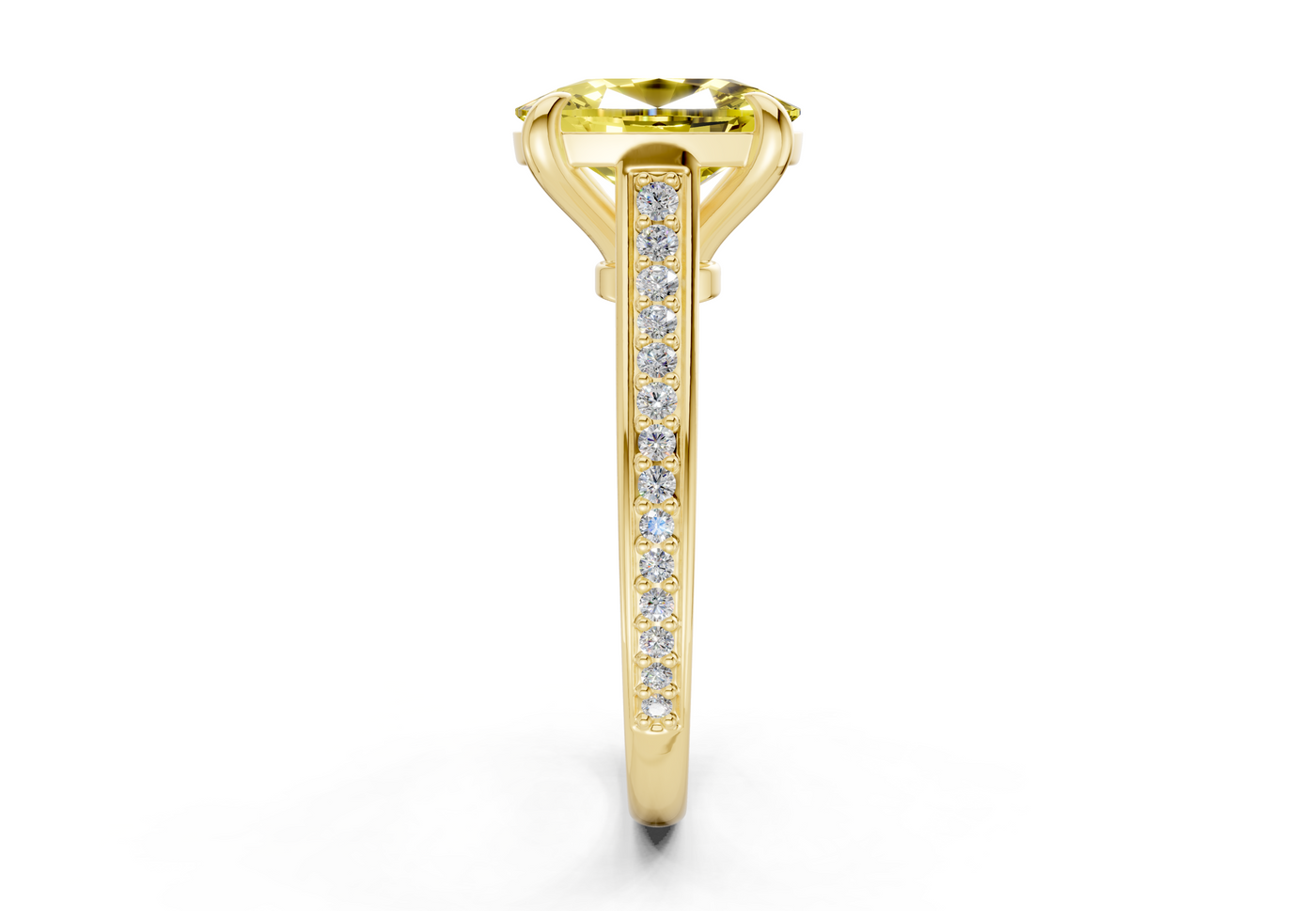 Adeline Yellow Diamond Pave Elongated Cushion Cut 2mm Engagement Ring