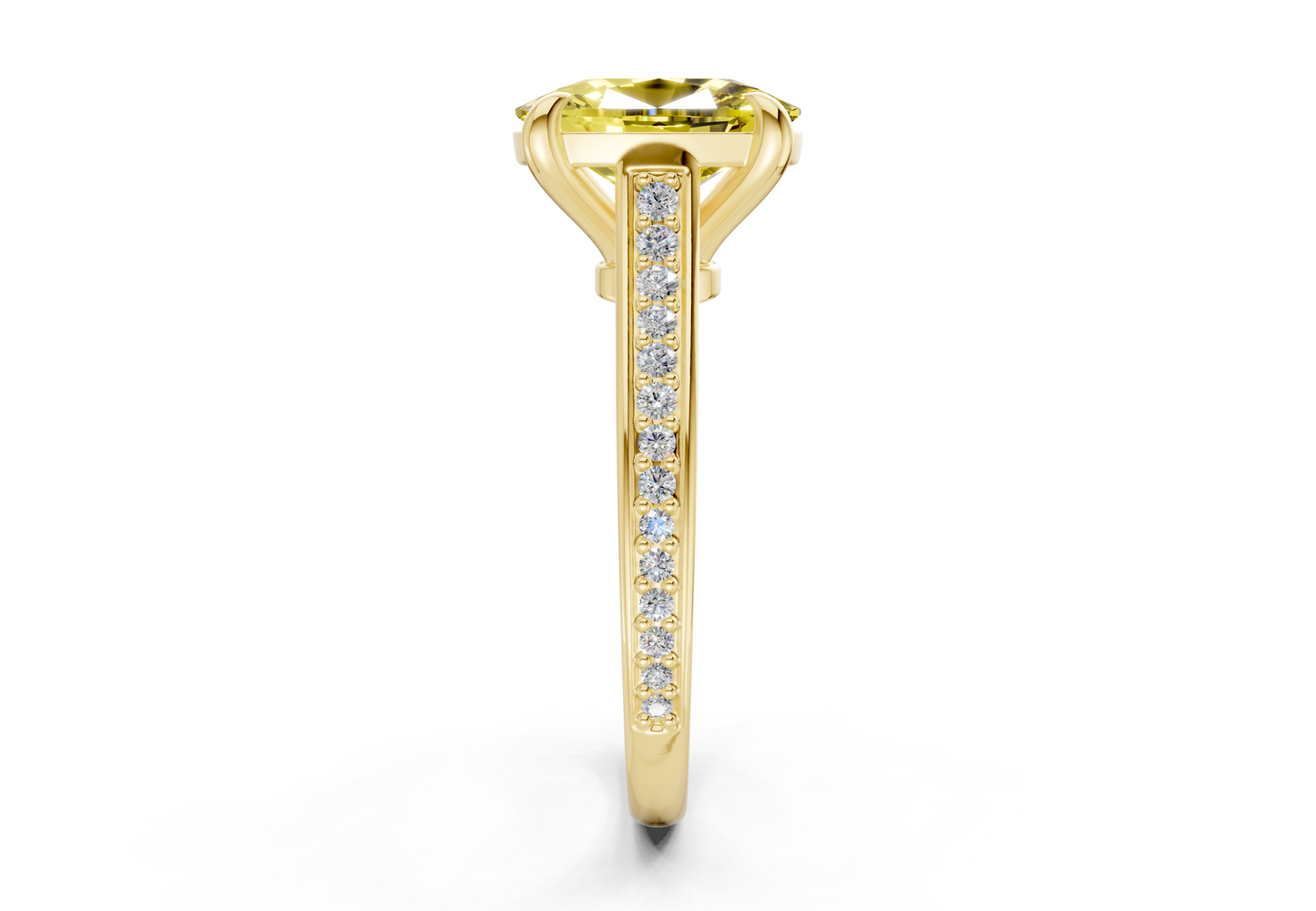 Adeline Yellow Diamond Pave Elongated Cushion Cut 2mm Engagement Ring