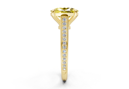 Adeline Yellow Diamond Pave Elongated Cushion Cut 2mm Engagement Ring
