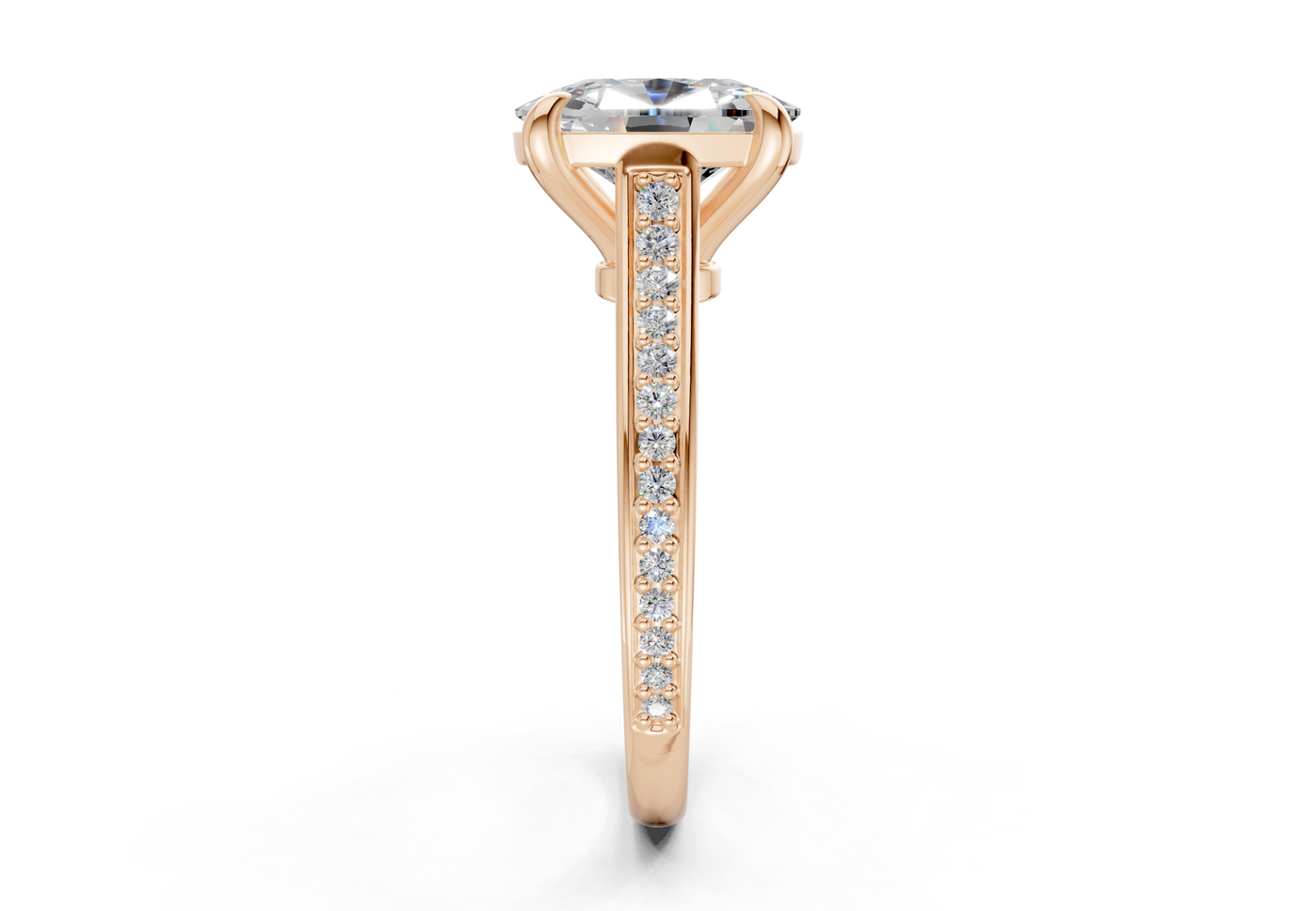 Adeline Diamond Pave Elongated Cushion Cut 2mm Engagement Ring