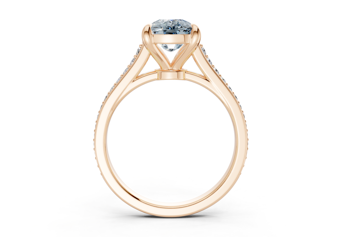 Adeline Blue Diamond Pave Elongated Cushion Cut 2mm Engagement Ring