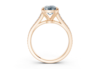 Adeline Blue Diamond Pave Elongated Cushion Cut 2mm Engagement Ring