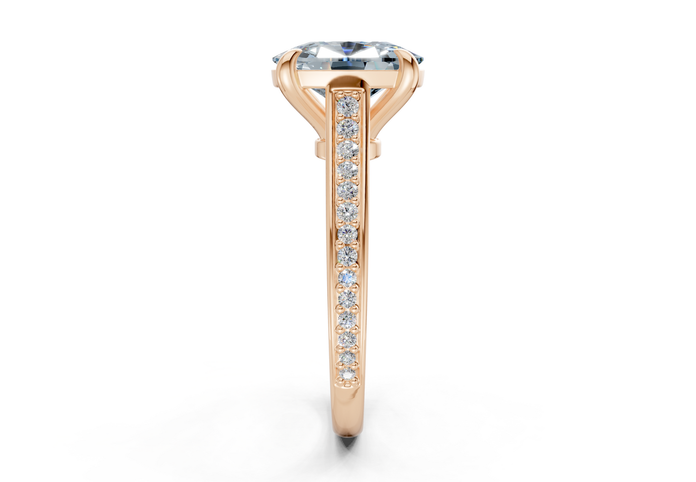 Adeline Blue Diamond Pave Elongated Cushion Cut 2mm Engagement Ring