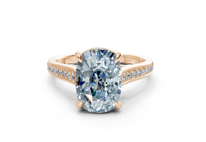 Adeline Blue Diamond Pave Elongated Cushion Cut 2mm Engagement Ring