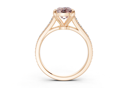 Adeline Pink Diamond Pave Elongated Cushion Cut 2mm Engagement Ring