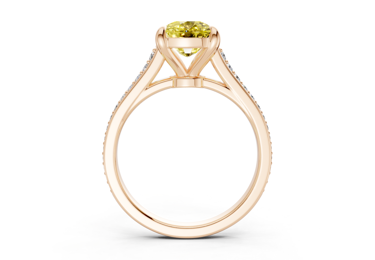 Adeline Yellow Diamond Pave Elongated Cushion Cut 2mm Engagement Ring