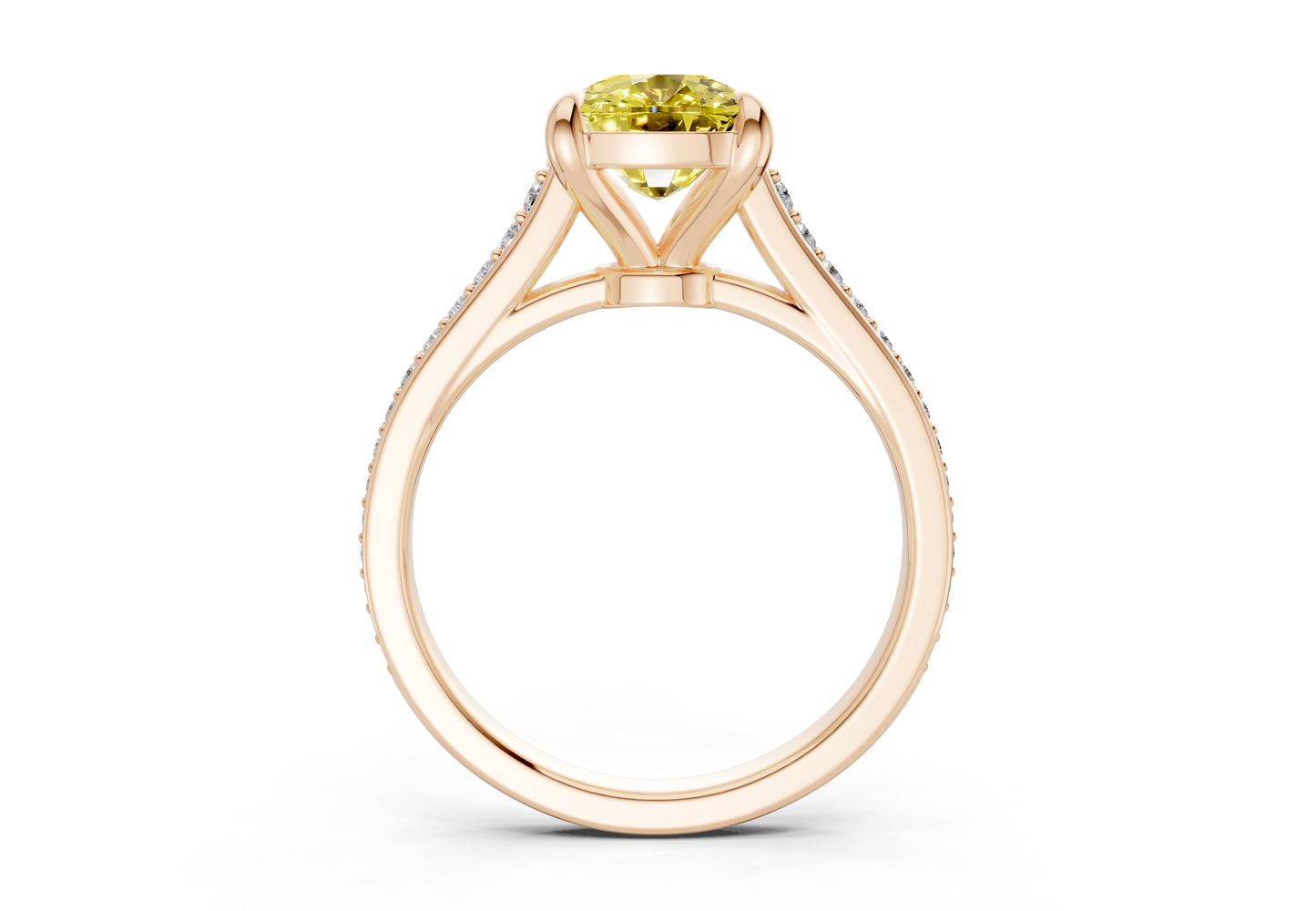 Adeline Yellow Diamond Pave Elongated Cushion Cut 2mm Engagement Ring