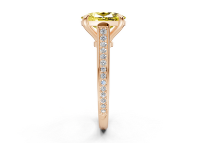 Adeline Yellow Diamond Pave Elongated Cushion Cut 2mm Engagement Ring
