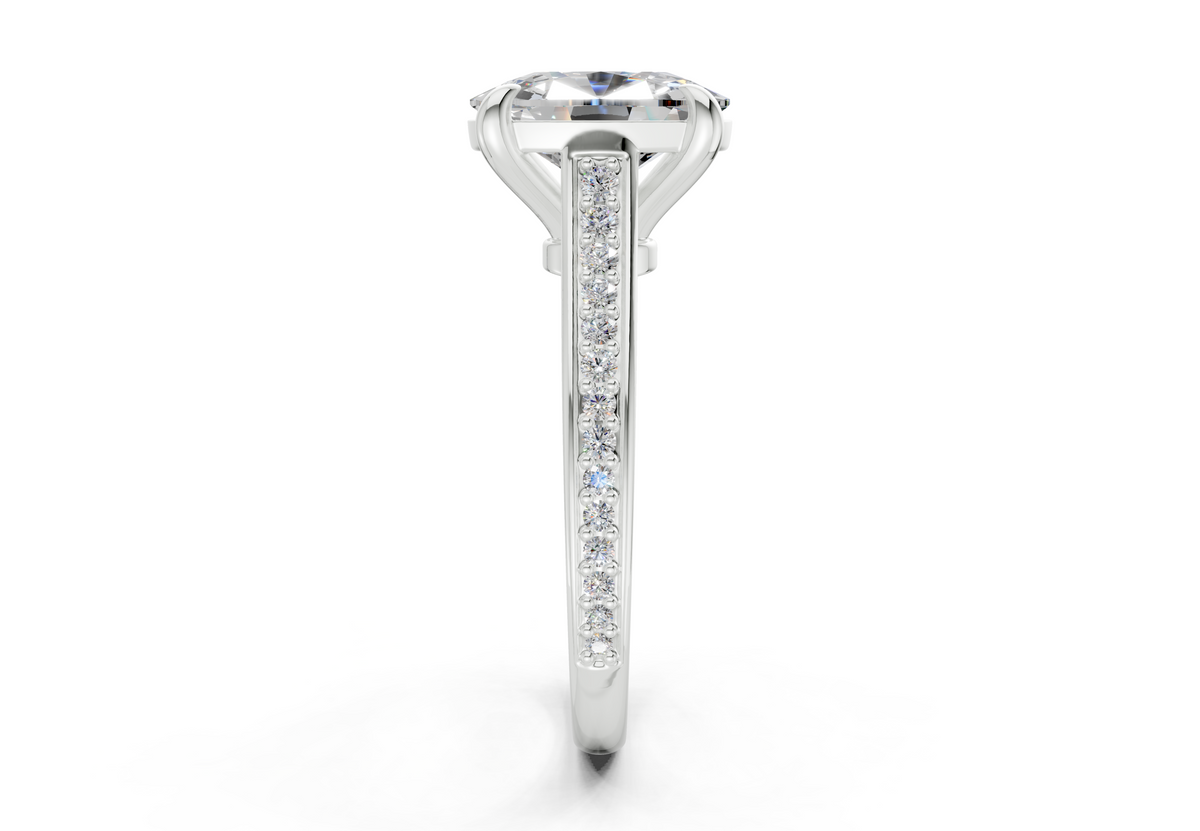Adeline Diamond Pave Elongated Cushion Cut 2mm Engagement Ring