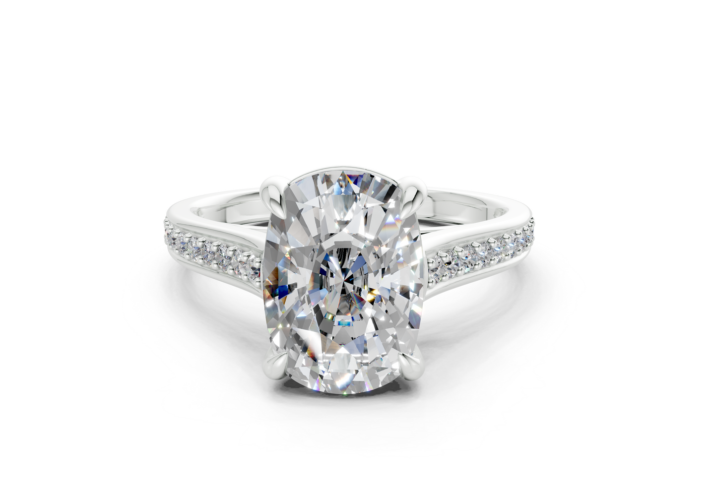 Adeline Diamond Pave Elongated Cushion Cut 2mm Engagement Ring