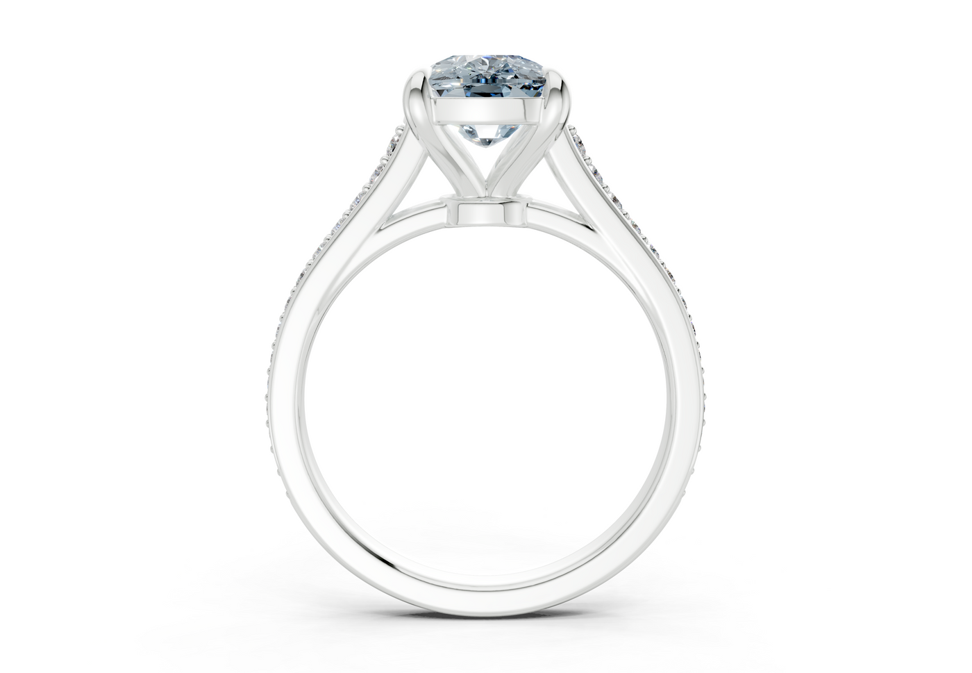 Adeline Blue Diamond Pave Elongated Cushion Cut 2mm Engagement Ring